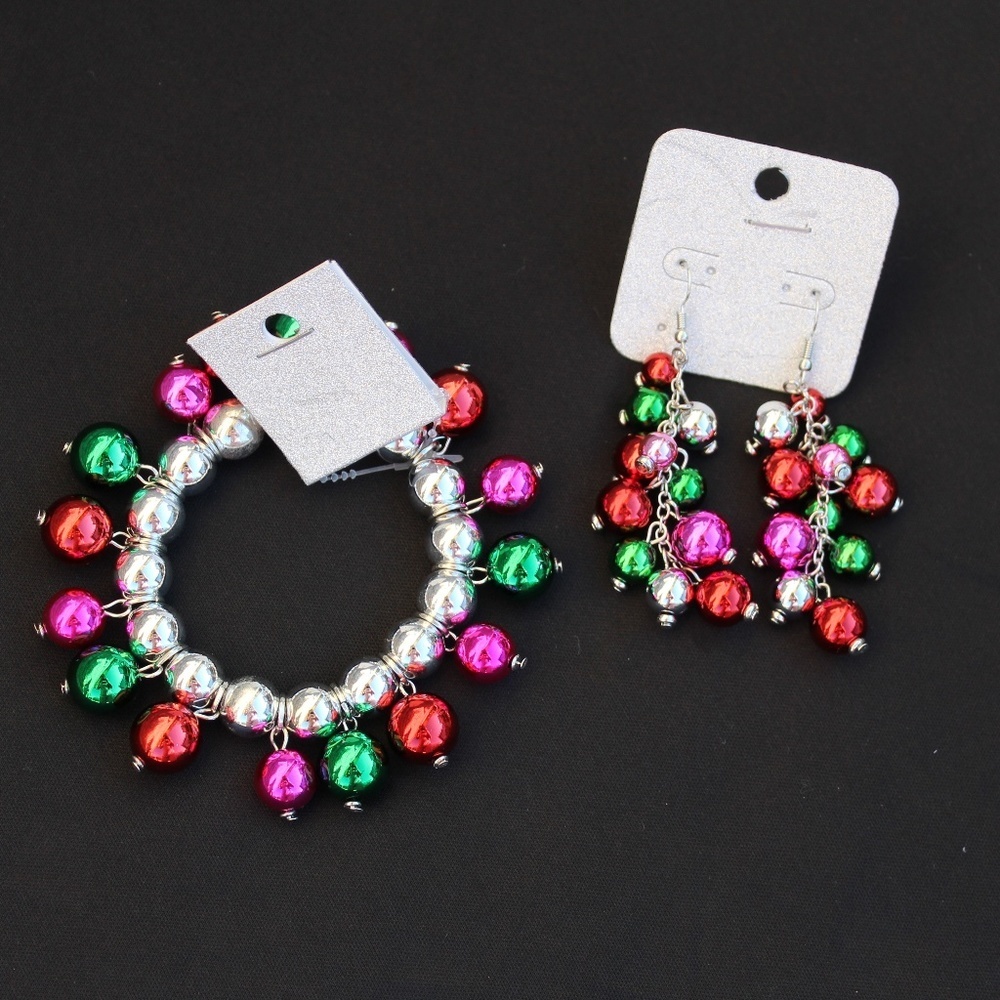 Christmas Ball Bracelet and Dangle Earrings